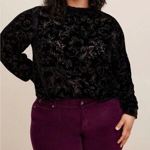 Torrid Velvet Smocked Turtleneck Top Plus Size 5 5X 30-32#D34850